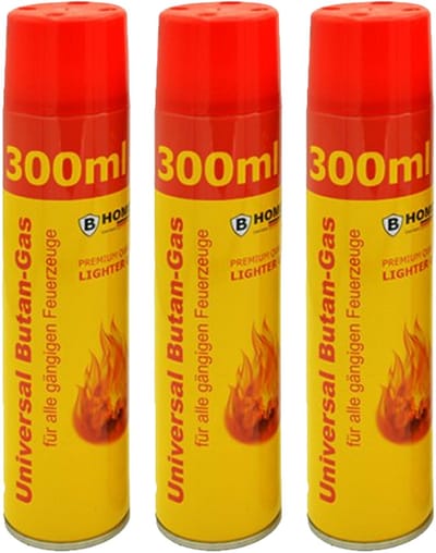 B-Camping Aansteker gas - 3x - 300 ml - butaan gasfles - navulling - voor kooktoestellen/aanstekers