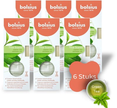 Bolsius True Scents Geurstokjes Groene Thee Voordeelverpakking - 6 x 45 ml