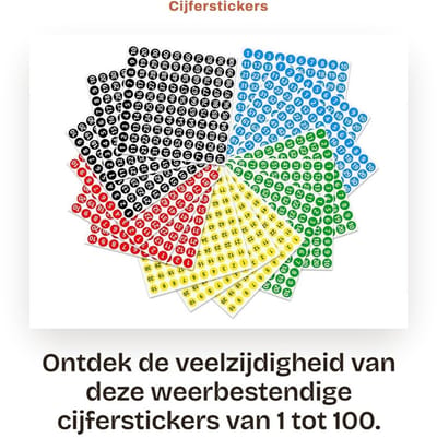 Dailygoods- Cijferstickers 15 Stuks - Weerbestendig - Nummer Stickers - Voor Opbergdozen - Kluisjes - Binnen/Buiten - Nummerstickers