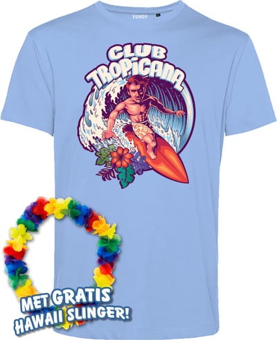 T-shirt Surfing Man | Toppers in Concert 2024 | Club Tropicana | Hawaii Shirt | Ibiza Kleding | Lichtblauw | maat XS
