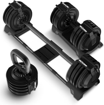 NEOLYMP 3-in-1 Dumbbell Set 2-24kg – Verstelbare Dumbbells & Halterstang – Halterset