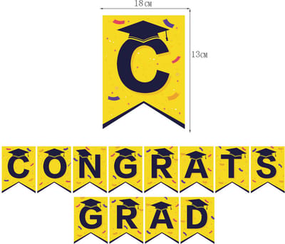 Geslaagd Versiering Geslaagd Slinger Vlaggenlijn Versiering Graduation Afgestudeerd Letterslinger Geel Zwart - 1 Stuk