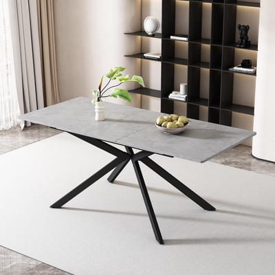 Uittrekbare Tafel - Eettafel Salontafel - Ruimtebesparend Uitzetten - Automatisch Uittrekbaar - 150 tot 180 cm - Cementpatroon Grijs