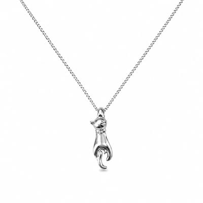 Engravia by Derya – Katten Ketting Dames – Zilveren Ketting (925 Sterling Plating) – Elegante Kat Hanger – Cadeau voor Kattenliefhebber – Dieren Liefde Sieraad voor Haar