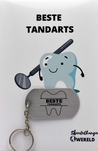 tandarts Sleutelhanger inclusief kaart – tandarts cadeau – tandarts- Leuk kado voor je vriend om te geven - 2.9 x 5.4CM