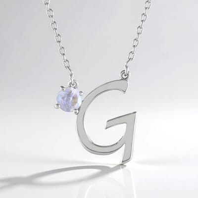 Cavill - Zilveren Halsketting - 925 Sterling Zilver Geplatineerd - Regenboog Maansteen 0,385 ct Rondgeslepen - Modern Elegant Indiaas Sieraad