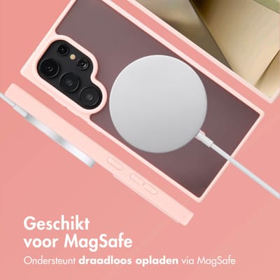 imoshion Hoesje - Geschikt voor Samsung Galaxy S24 Ultra - Color Guard Backcover met Magnetische Ring - Lichtroze