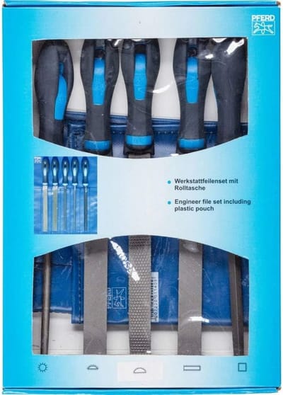 Werkplaatsvijlset 5-delig in PVC roltas - 200 mm vijlen voor diverse toepassingen