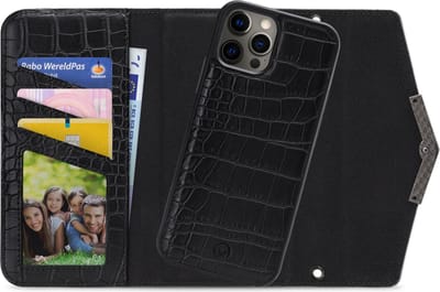 iPhone 12 Pro Max Clutch Case hoesje - Mobilize - Croco Zwart - Kunstleer