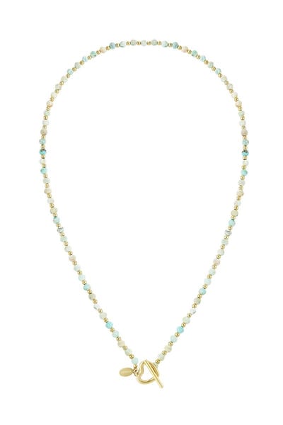 Ketting Gem Stone Heart - Natuursteen - Hematiet - Turkoois