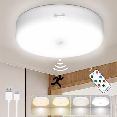 Unyqoos® Oplaadbare LED-plafondlamp met Bewegingssensor en Afstandsbediening, Ideaal voor Donkere Ruimtes zonder Stroomaansluiting