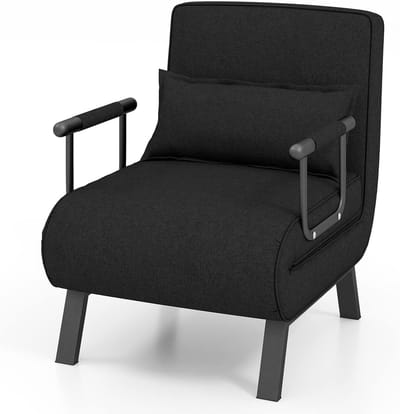 COSTWAY 4-in-1 Slaapstoel 1 persoons - inklapbaar - belastbaar tot 150 kg - slaapbank met 5 standen verstelbare rugleuning - afneembaar kussen - Logeerbed - Slaapfauteuil