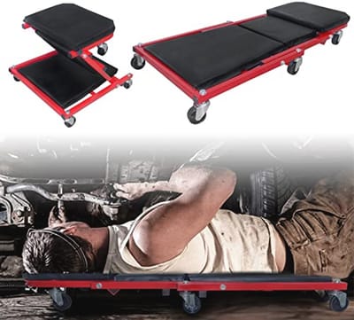 2-in-1 rolplank met opvouwbare rolwagen en 360° zwenkwielen - 150 kg draagkracht