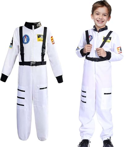 Astronautenkostuum voor Kinderen - Wit Ruimte Kostuum met Riem voor Jongens en Meisjes, Perfect voor Cosplay, Halloween en Themafeesten