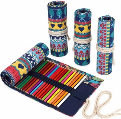 BOTC Pennen Etui- Roletui voor potloden en pennen - Premium Canvas Pennen Etui - Voor 72 Potloden