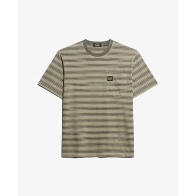 Superdry - Getextureerd gestreept T-shirt met borstzak - Heren - T-shirts