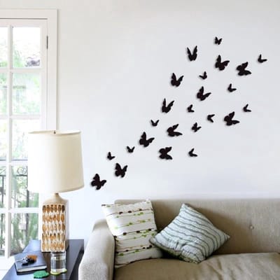 24 stuks 3D vlinders zwart kleur / Vlinders Muursticker / Muurdecoratie Voor Kinderkamer / Babykamer / Slaapkamer - Vlinder Sticker Zwart