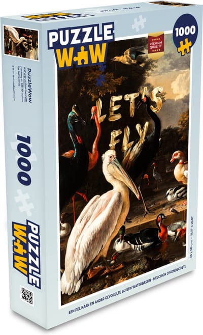 Puzzel Een pelikaan en ander gevogelte bij een waterbassin - Melchior d'Hondecoeter - Legpuzzel - Puzzel 1000 stukjes volwassenen