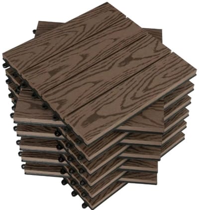 Lifero Terrastegels - Terrasplanken - Kliktegels - Bruin - 30 x 30 x 2 cm - Luxe Houtlook Tegels 1m² - Water- en UV-bestendig