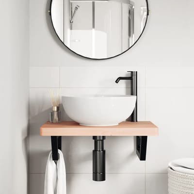 vidaXL - Badkamer - wandschap - staal - en - massief - beukenhout