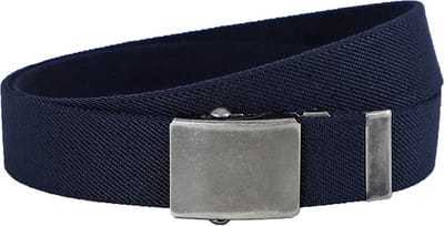 Landley Elastische Canvas Riem met Metalen Schuifgesp - Stretch - Koppelriem - Dames / Heren - Unisex - Blauw - Lengte totaal 140 cm / Riemmaat 125