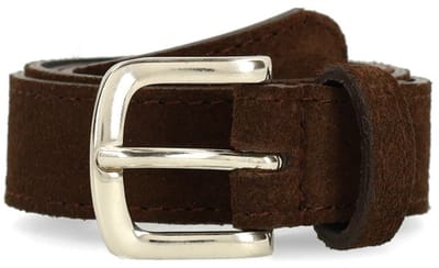 Manfield - Dames - Donker bruine suède riem - Maat 075