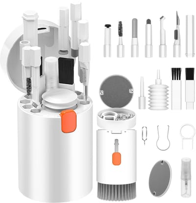 Ryoudavell - 20-in-1 Multifunctionele Schoonmaakset voor Elektronica - Toetsenbord Reinigingsborstel & Oortjes Cleaner Kit voor AirPods - Multi-Tool voor Laptop, Oetsenbord Schoonmaak - Camera - Telefoon - PC - Complete Accessoire Kit