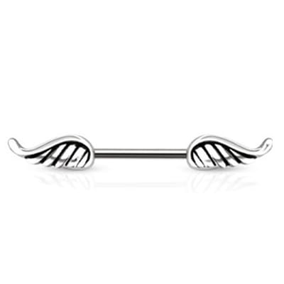 Tepelpiercing engelenvleugel 1.6x10 - zilver - LMPiercings