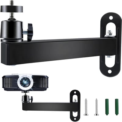 Wandhouder voor beamer met 360° draaibare instelling, universele 1/4 inch schroefinterface, ideaal voor slaapkamer, kantoor en thuisbioscoop