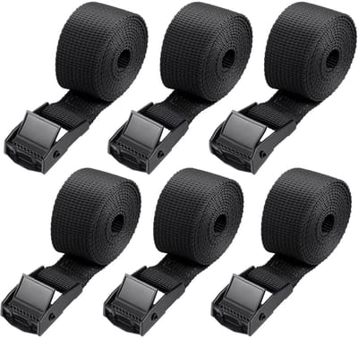 TOVBMUP 6-pack - Korte spanbanden - 1 meter - Verstelbaar - Clipsluiting - voor motorfietsen, bagage, kamperen - Zwart