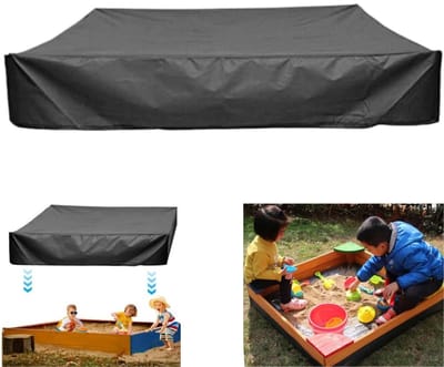 1 stuk - Vierkante zandbakafdekking - Zandbakafdekking zonnescherm - Afdekking voor vierkante watertank - met trekkoord - Winddicht en stofdicht - Zwart - 120x120x20 cm - voor meubels, zwembaden, terrassen, tuinen en vierkante zandbakken