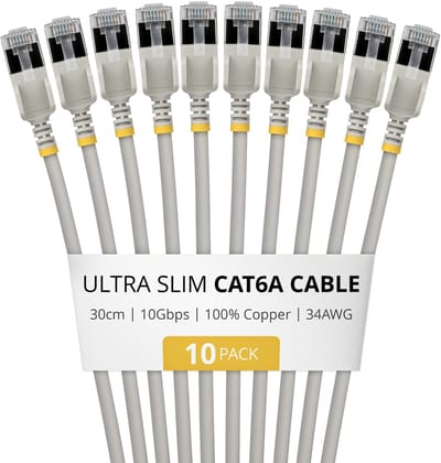 StarTech.com 6ASTP34GRS30CM10PK netwerkkabel Grijs 0,3 m Cat6a U/FTP (STP) Rond