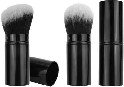Dailygoods - 2st Intrekbare Make-Upkwast, Reiskwast Gezichtsblushkwast Gezichtspoederkwast Foundationkwast voor Polijsten Vloeistof Blush Crème Zonnebrandcrème Cosmetica (Schuine Kop + Ronde Kop)