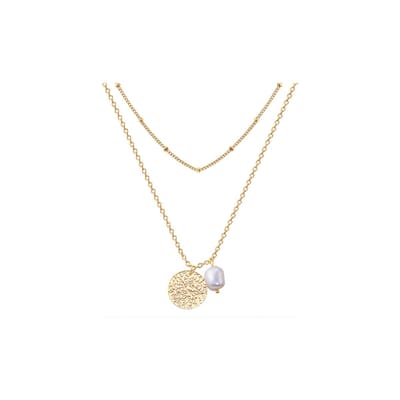 Valero Pearls damesketting roestvrijstalen zoetwaterparel One Size Goud 32018609