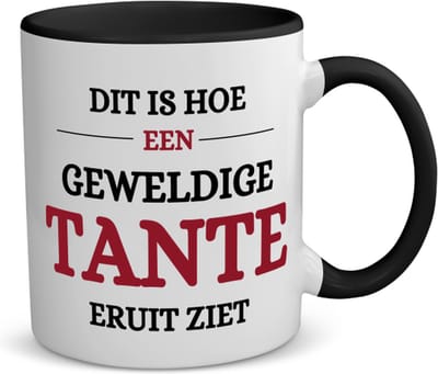 Akyol - geweldige tante koffiemok - theemok - zwart - Tante - liefste tante - verjaardagscadeau - verjaardag - cadeau voor tante - kado - 350 ML inhoud