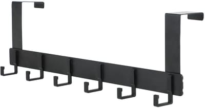 Dailygoods- Deurhaak met 6 Haken - Zwarte Kapstok - Hanger voor Sleutels - Opslag voor Jassen - Perfect voor Badkamer/Keuken - Sterke Opbergoplossing