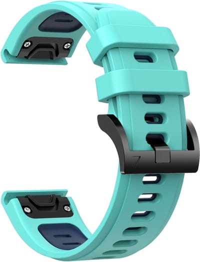 Siliconen bandje - geschikt voor Garmin Fenix 3 / 5X / 5X Plus / 6X / 6X Pro / 7X / 7X Pro / 8 (51 mm) / Quatix 3 / 6X / Tactix (7) / Enduro (2) / Descent Mk1 / Mk2(i) / Mk3i 51 mm / D2 / Epix Pro Gen 2 51 mm - mintgroen-blauw
