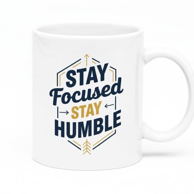 Stay Focused Stay Humble Motiverende Koffiemok – Inspirerende Quote Beker – 330 ml Keramische Gift voor Werk en Thuis