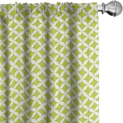 ABAKUHAUS Geometrische gordijnen – 2x75x245 cm – microvezel – geel groen wit