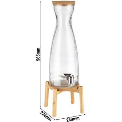 GGM Gastro Getränkespender - FRESH WOOD - 2-teiliges Set - Glasbehälter mit Zapfhahn - 4,5 Liter - inkl. Standfuß