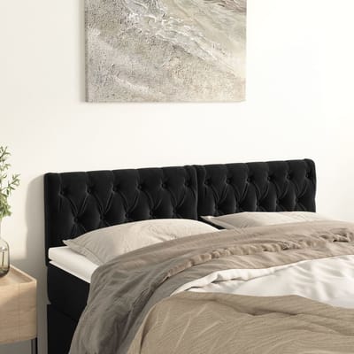 vidaXL - Hoofdborden - 144x7x78/88 - cm - fluweel - zwart