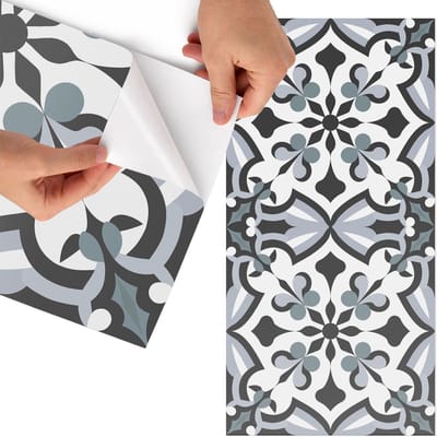 Tulup Meubelfolie - Rustieke tegels Meubelfolie Zelfklevend - 75x150 cm - Zwart Meubelfolie - Meubel Wrap Folie - Scandinavisch Meubelfolie - Plakfolie Meubels - Keuken decoratie - Geometrische