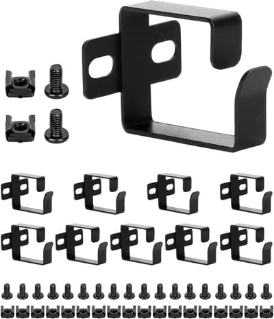 Set van 10 Kabelbeheer Beugels met Installatieschroeven voor 19" Netwerk- en Serverkasten, 5.3 cm x 6.2 cm x 4.2 cm, Ideaal voor Kabelorganisatie en Beveiliging
