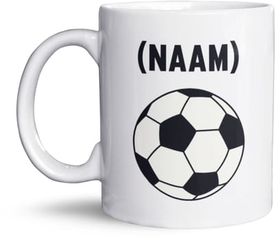 NietMokken.nl - Gepersonaliseerde Voetbal Mok met Naam – Eigen Naam boven Voetbal – Keramische Koffiemok 325 ml – Origineel Cadeau voor Voetballer of Voetbalfan – Vaatwasser- & Magnetronbestendig – Aan beide zijden bedrukt