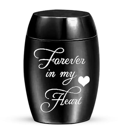 Elegante Mini Urn - 10 ML - 11*16 mm - Urn - Mini Crematie Urn - As Urn - Voor Huisdieren, Honden, Katten of Menselijk As - Crematie As - Mini Urn - Forever in my Heart - Black
