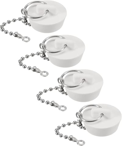 Badstop Set - Douche Afvoerplug - Water Dicht Houden - Met Aantrekketting - 3.18 cm - Wit