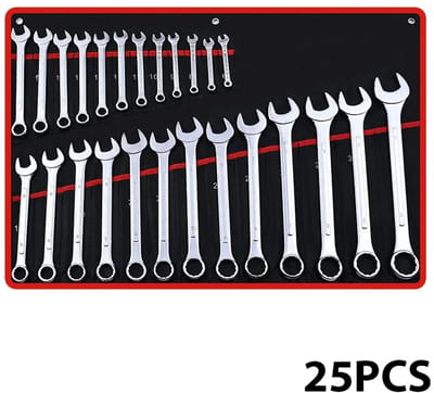 Novyro Living - steeksleutel - steekringsleutel set - moersleutels - 25 delig - combinatie gereedschap - zilver - werkplaats