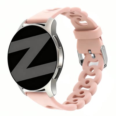 Bandz Universele Siliconen Horlogeband ‘Chains’ 20mm (Roze)–Flexibel & Stijlvol Sportbandje–geschikt voor Samsung Galaxy Watch 7 (40mm/44mm)/6 (Classic)/5 (Pro)/4/FE/3 (41mm)/Active, Polar Pacer/Unite/Ignite & Amazfit GTS 1/2/3/4
