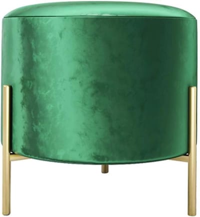 Ronde Voetenbank - Ottomaanse Kruk - Ontspanning Thuis - Stevig Metalen Frame - 40x40CM - Groen