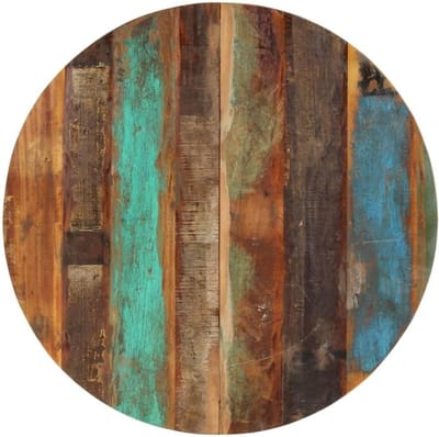 Tafelblad Rond - Tafelonderdeel Blad - Vernieuw Je Tafel - Massief Gerecycled Hout - Diameter 80cm - Natuurlijke Tinten